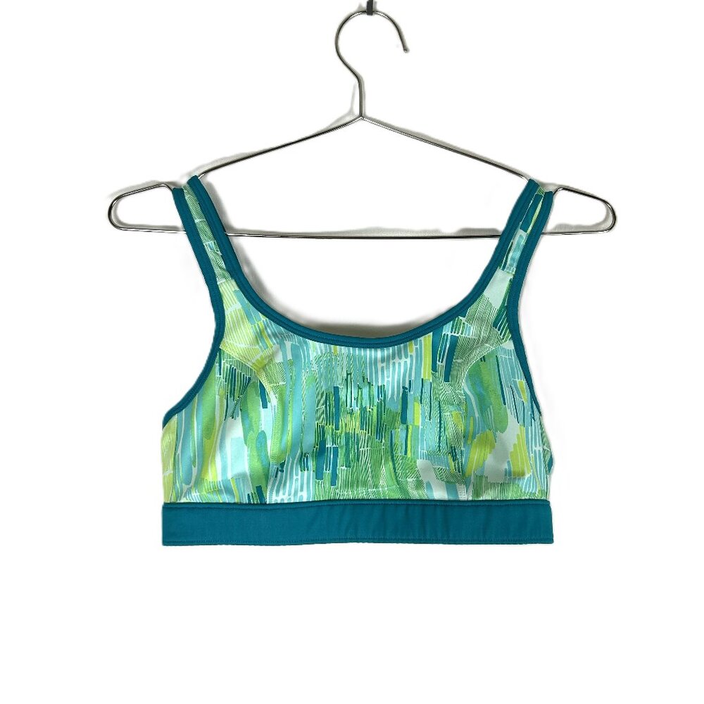 Title Nine Sports Bra Green Aqua Graphic 34C